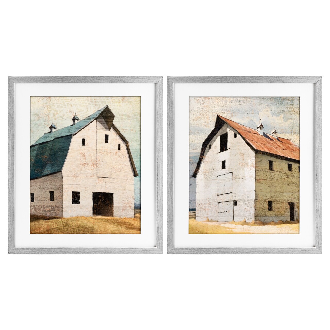 Stupell Industries Rustic Big Barns 2pc Framed Print Under Glass Set, design by Susan Jill